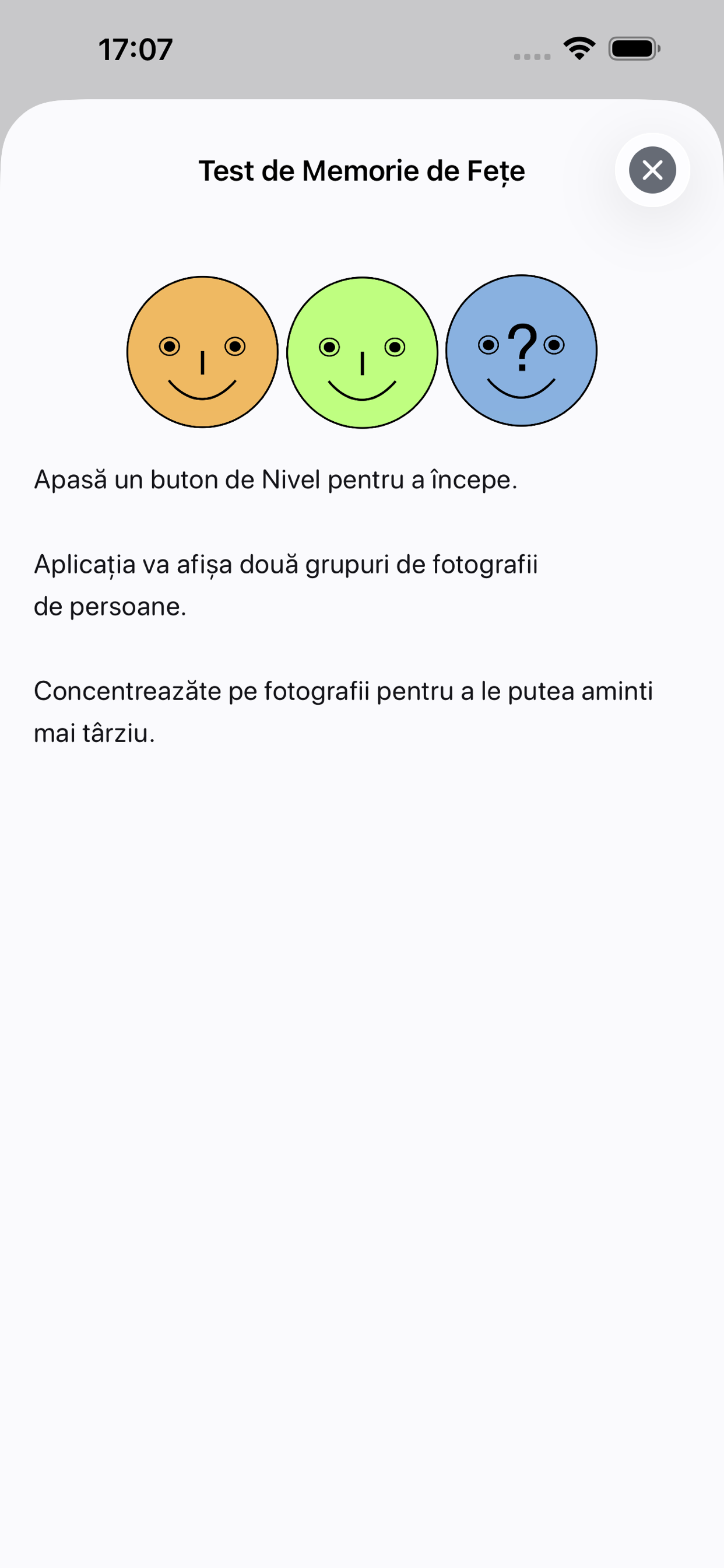 Instrucțiuni detaliate pentru selectarea nivelului